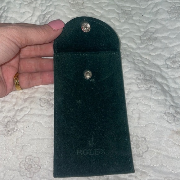 Rolex leather jewelry travel pouch in color green - Picture 3 of 5
